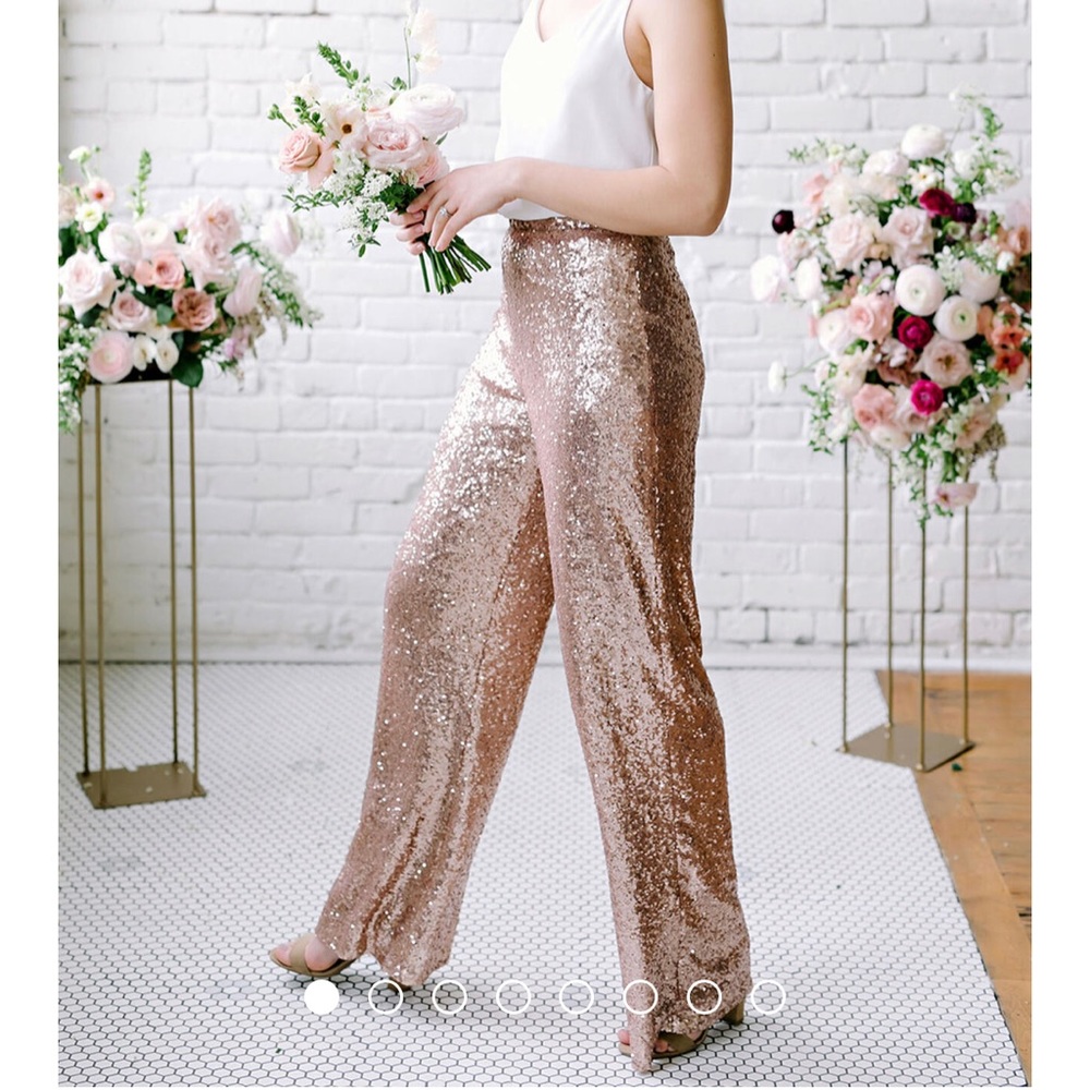 Revelry champagne gold sequin pants size 4